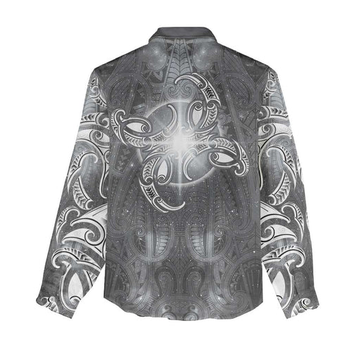 New Zealand Matariki Ururangi Women Casual Shirt Maori Moko Grey Galaxy