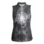 New Zealand Matariki Ururangi Women Sleeveless Polo Shirt Maori Moko Grey Galaxy