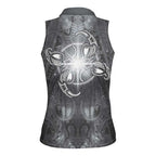 New Zealand Matariki Ururangi Women Sleeveless Polo Shirt Maori Moko Grey Galaxy