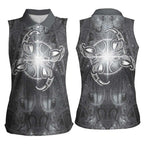 New Zealand Matariki Ururangi Women Sleeveless Polo Shirt Maori Moko Grey Galaxy