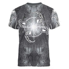 New Zealand Matariki Ururangi Women V-Neck T-Shirt Maori Moko Grey Galaxy