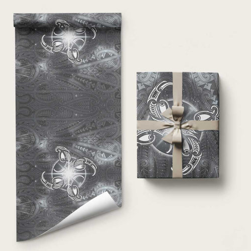 New Zealand Matariki Ururangi Wrapping Paper Maori Moko Grey Galaxy