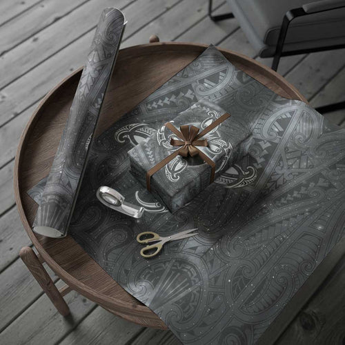 New Zealand Matariki Ururangi Wrapping Paper Maori Moko Grey Galaxy