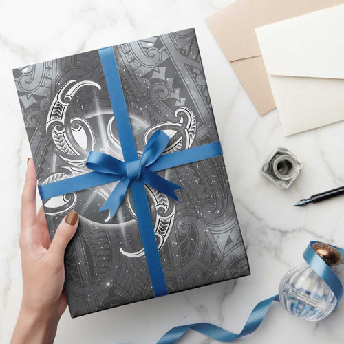 New Zealand Matariki Ururangi Wrapping Paper Maori Moko Grey Galaxy