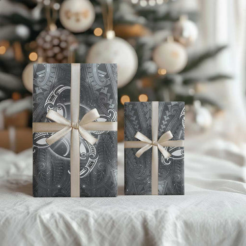 New Zealand Matariki Ururangi Wrapping Paper Maori Moko Grey Galaxy