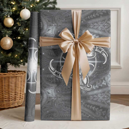 New Zealand Matariki Ururangi Wrapping Paper Maori Moko Grey Galaxy