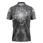 New Zealand Matariki Ururangi Zipper Polo Shirt Maori Moko Grey Galaxy