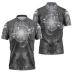 New Zealand Matariki Ururangi Zipper Polo Shirt Maori Moko Grey Galaxy