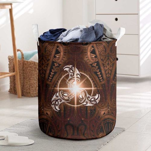 New Zealand Matariki Tupuanuku Laundry Basket Maori Moko Brown Galaxy