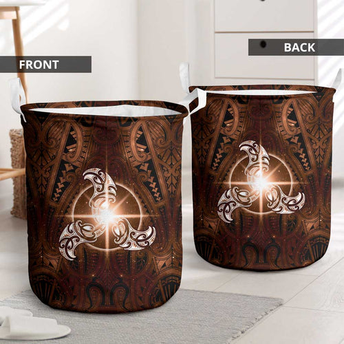 New Zealand Matariki Tupuanuku Laundry Basket Maori Moko Brown Galaxy