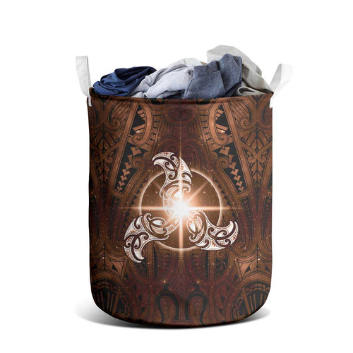New Zealand Matariki Tupuanuku Laundry Basket Maori Moko Brown Galaxy