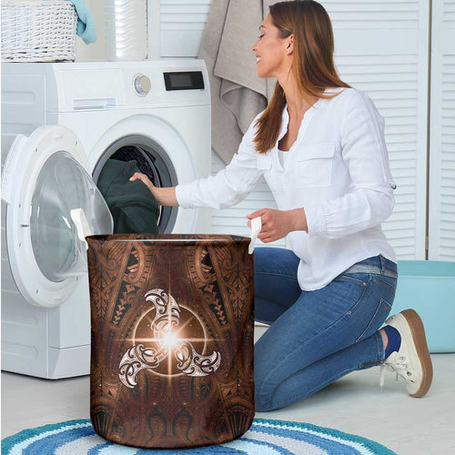 New Zealand Matariki Tupuanuku Laundry Basket Maori Moko Brown Galaxy