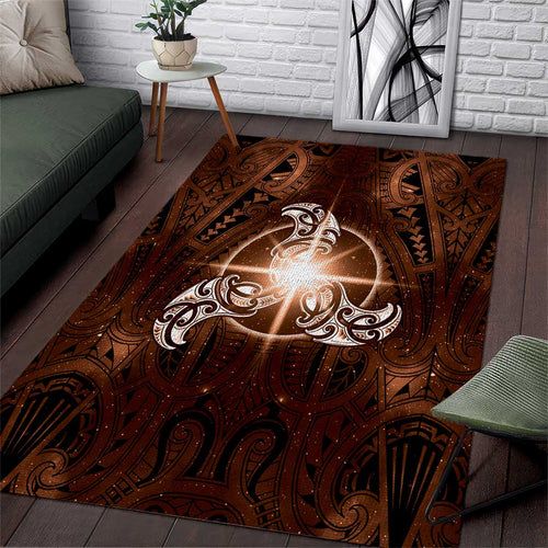 New Zealand Matariki Tupuanuku Area Rug Maori Moko Brown Galaxy