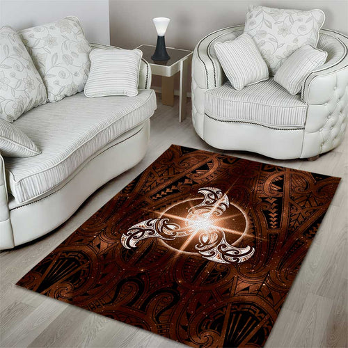 New Zealand Matariki Tupuanuku Area Rug Maori Moko Brown Galaxy