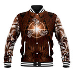 New Zealand Matariki Tupuanuku Baseball Jacket Maori Moko Brown Galaxy
