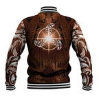 New Zealand Matariki Tupuanuku Baseball Jacket Maori Moko Brown Galaxy