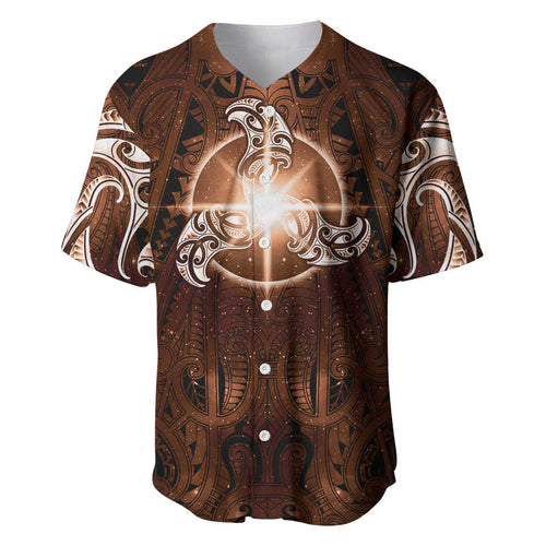 New Zealand Matariki Tupuanuku Baseball Jersey Maori Moko Brown Galaxy