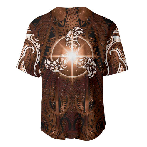 New Zealand Matariki Tupuanuku Baseball Jersey Maori Moko Brown Galaxy