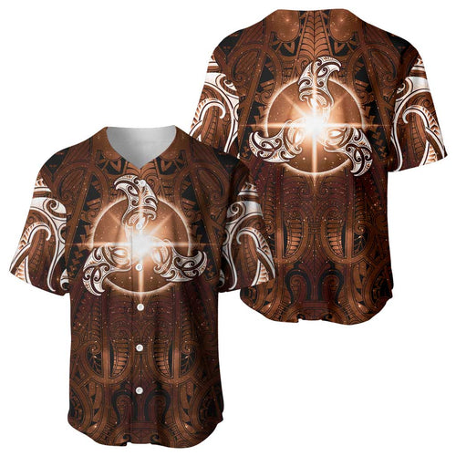 New Zealand Matariki Tupuanuku Baseball Jersey Maori Moko Brown Galaxy