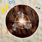 New Zealand Matariki Tupuanuku Beach Blanket Maori Moko Brown Galaxy