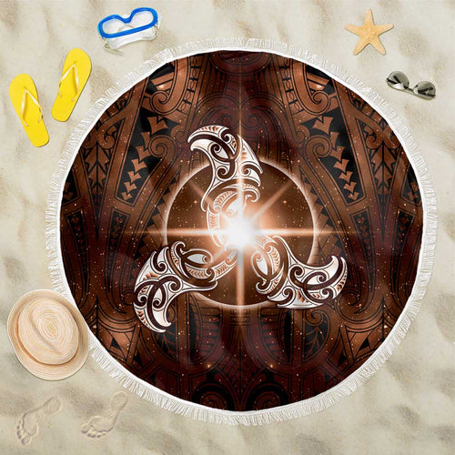 New Zealand Matariki Tupuanuku Beach Blanket Maori Moko Brown Galaxy