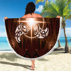 New Zealand Matariki Tupuanuku Beach Blanket Maori Moko Brown Galaxy