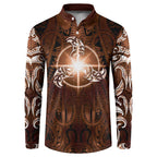 New Zealand Matariki Tupuanuku Button Sweatshirt Maori Moko Brown Galaxy