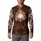 New Zealand Matariki Tupuanuku Button Sweatshirt Maori Moko Brown Galaxy