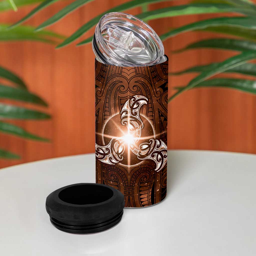 New Zealand Matariki Tupuanuku 4 in 1 Can Cooler Tumbler Maori Moko Brown Galaxy