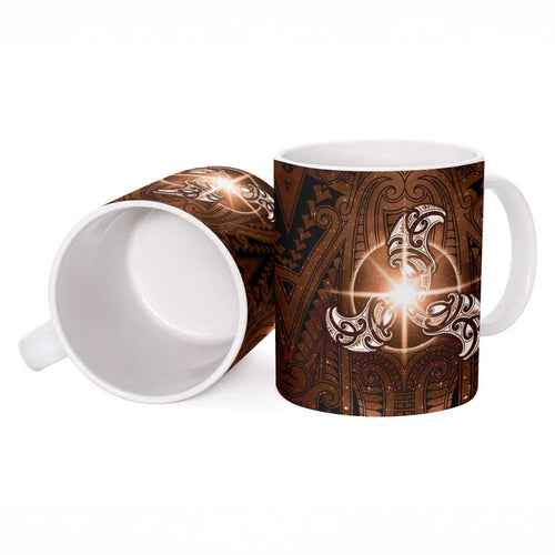 New Zealand Matariki Tupuanuku Ceramic Mug Maori Moko Brown Galaxy