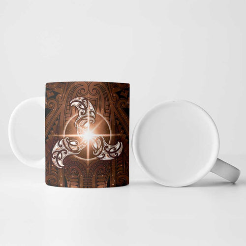 New Zealand Matariki Tupuanuku Ceramic Mug Maori Moko Brown Galaxy