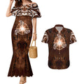 New Zealand Matariki Tupuanuku Couples Matching Mermaid Dress and Hawaiian Shirt Maori Moko Brown Galaxy