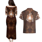 New Zealand Matariki Tupuanuku Couples Matching Puletasi and Hawaiian Shirt Maori Moko Brown Galaxy