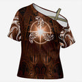 New Zealand Matariki Tupuanuku Cross Shoulder Shirt Maori Moko Brown Galaxy