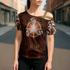 New Zealand Matariki Tupuanuku Cross Shoulder Shirt Maori Moko Brown Galaxy