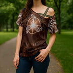 New Zealand Matariki Tupuanuku Cross Shoulder Shirt Maori Moko Brown Galaxy