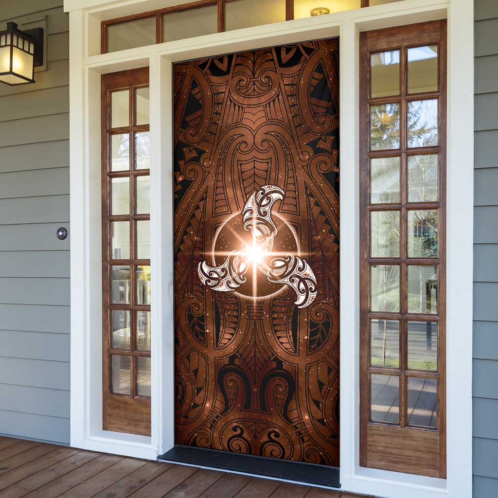New Zealand Matariki Tupuanuku Door Cover Maori Moko Brown Galaxy