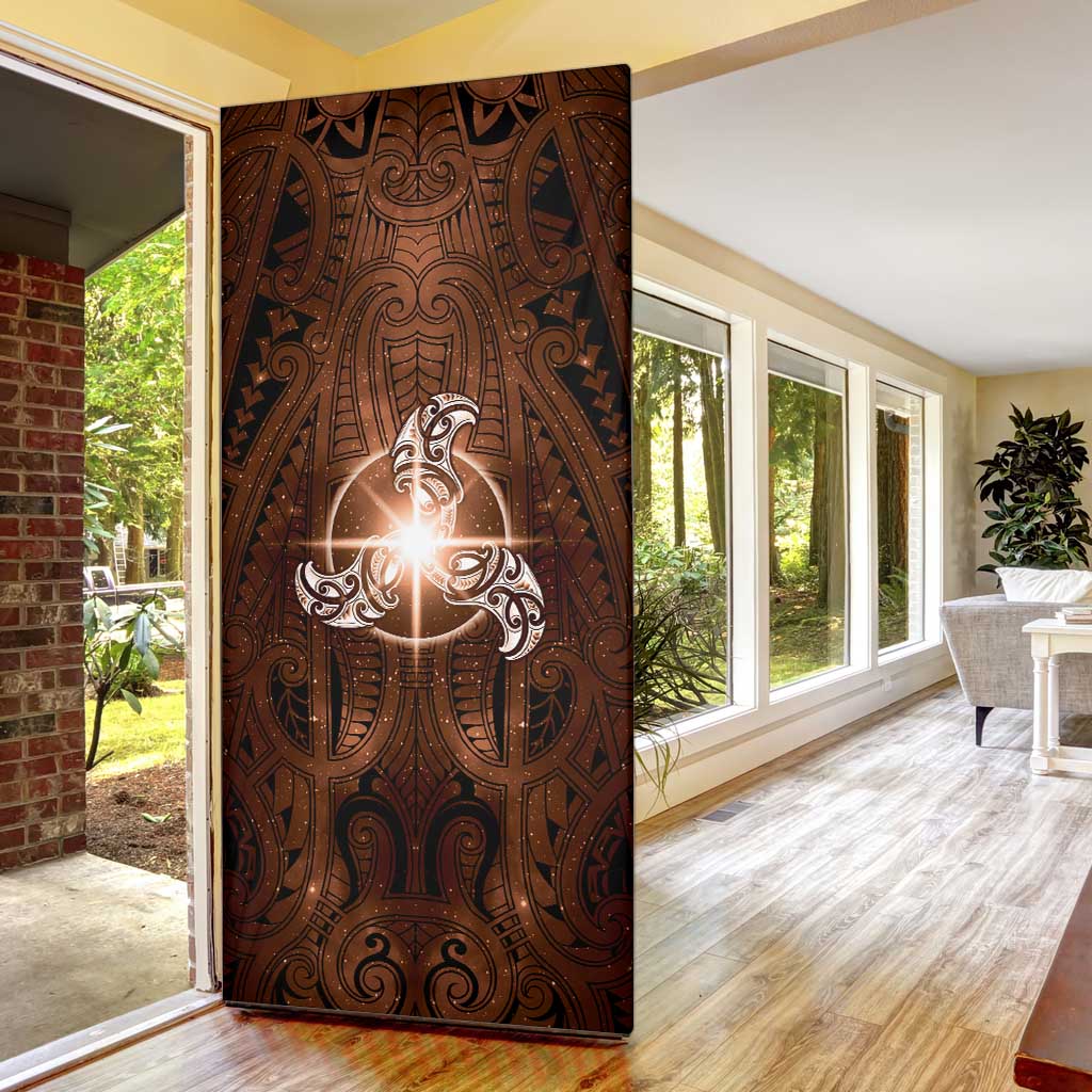 New Zealand Matariki Tupuanuku Door Cover Maori Moko Brown Galaxy