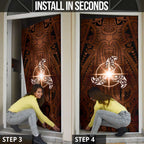 New Zealand Matariki Tupuanuku Door Cover Maori Moko Brown Galaxy