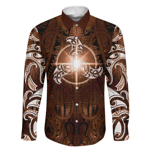 New Zealand Matariki Tupuanuku Family Matching Off Shoulder Maxi Dress and Hawaiian Shirt Maori Moko Brown Galaxy