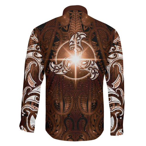 New Zealand Matariki Tupuanuku Family Matching Off Shoulder Short Dress and Hawaiian Shirt Maori Moko Brown Galaxy