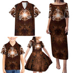 New Zealand Matariki Tupuanuku Family Matching Puletasi and Hawaiian Shirt Maori Moko Brown Galaxy