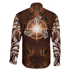 New Zealand Matariki Tupuanuku Family Matching Puletasi and Hawaiian Shirt Maori Moko Brown Galaxy