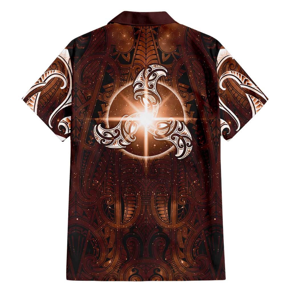 New Zealand Matariki Tupuanuku Family Matching Summer Maxi Dress and Hawaiian Shirt Maori Moko Brown Galaxy