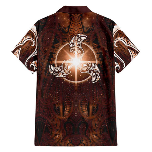 New Zealand Matariki Tupuanuku Family Matching Summer Maxi Dress and Hawaiian Shirt Maori Moko Brown Galaxy