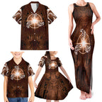 New Zealand Matariki Tupuanuku Family Matching Tank Maxi Dress and Hawaiian Shirt Maori Moko Brown Galaxy