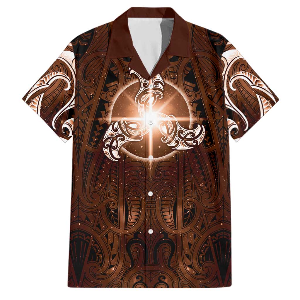 New Zealand Matariki Tupuanuku Family Matching Tank Maxi Dress and Hawaiian Shirt Maori Moko Brown Galaxy