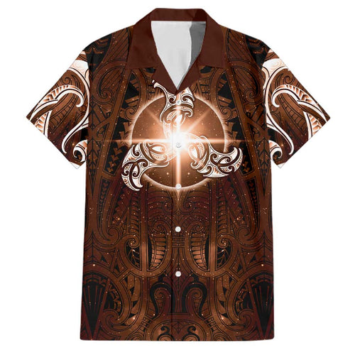 New Zealand Matariki Tupuanuku Family Matching Tank Maxi Dress and Hawaiian Shirt Maori Moko Brown Galaxy