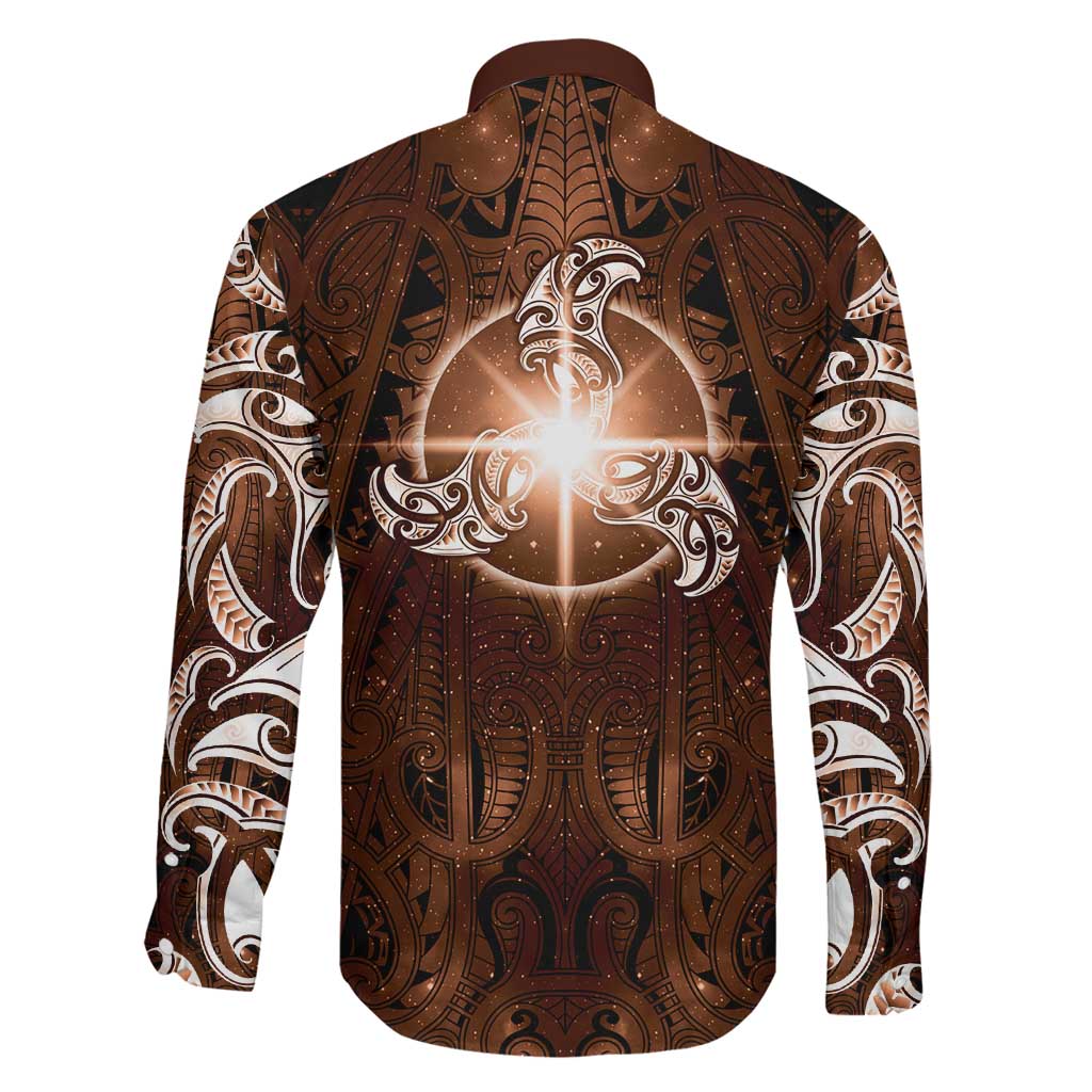 New Zealand Matariki Tupuanuku Family Matching Tank Maxi Dress and Hawaiian Shirt Maori Moko Brown Galaxy