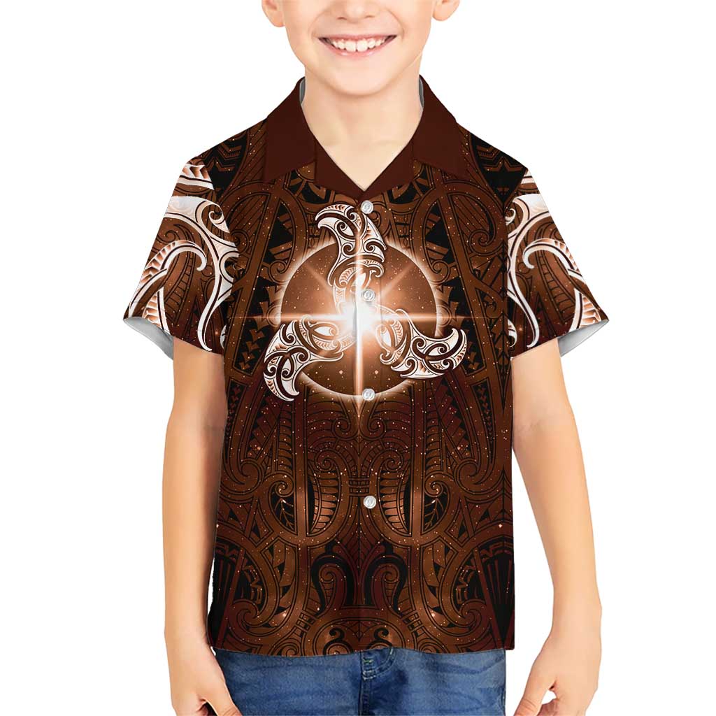 New Zealand Matariki Tupuanuku Hawaiian Shirt Maori Moko Brown Galaxy